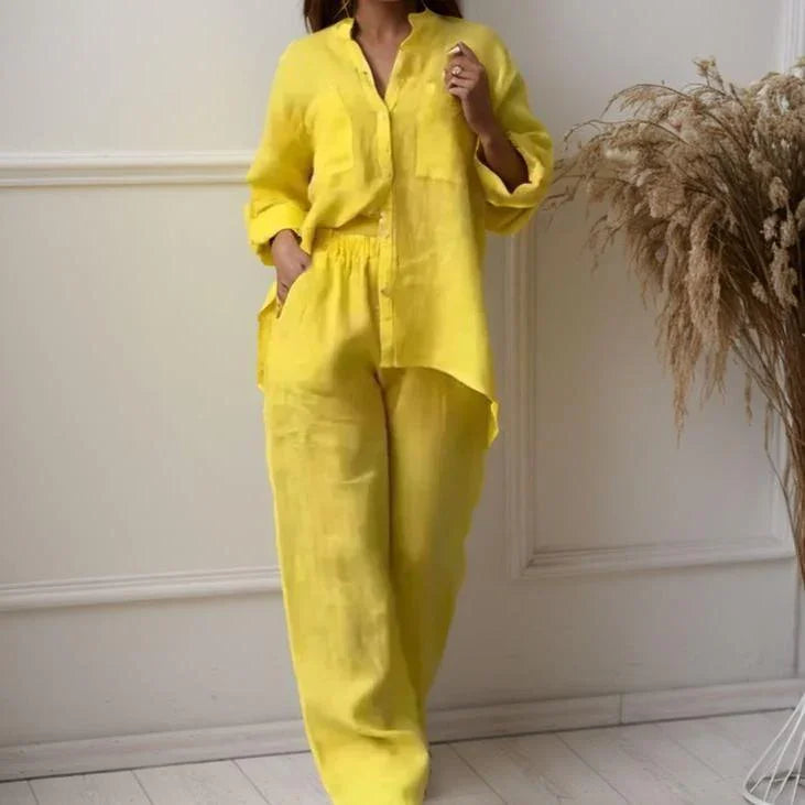 Conjunto Mujer Camisa y Pantalón de Lino Chinaglia