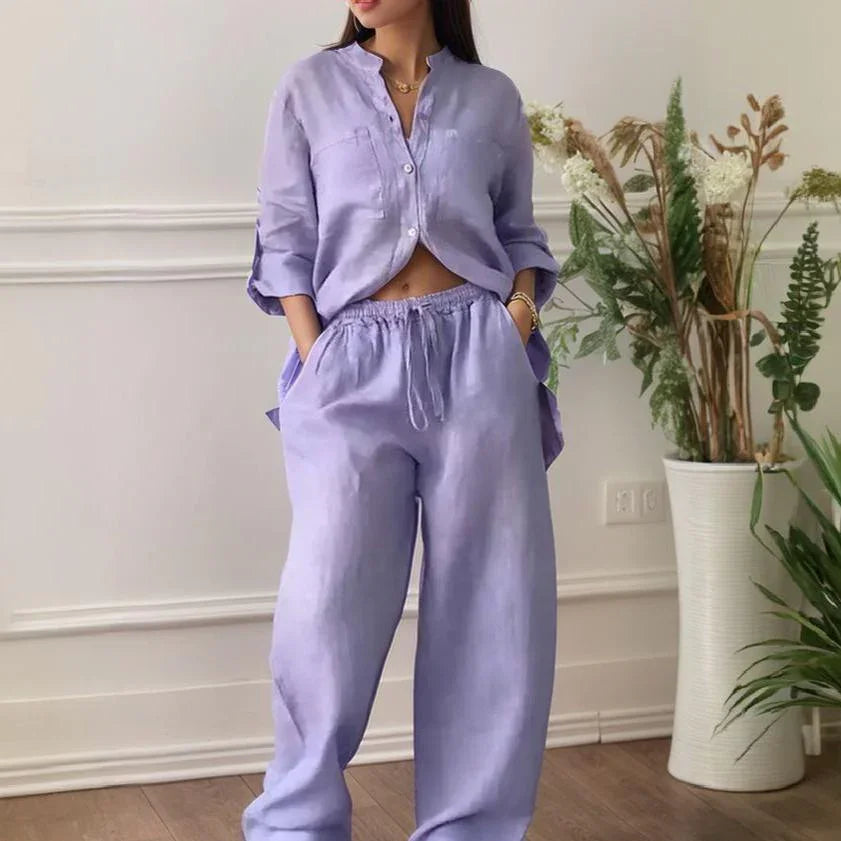 Conjunto Mujer Camisa y Pantalón de Lino Chinaglia