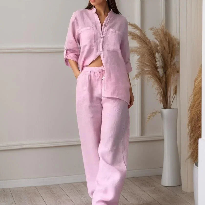 Conjunto Mujer Camisa y Pantalón de Lino Chinaglia